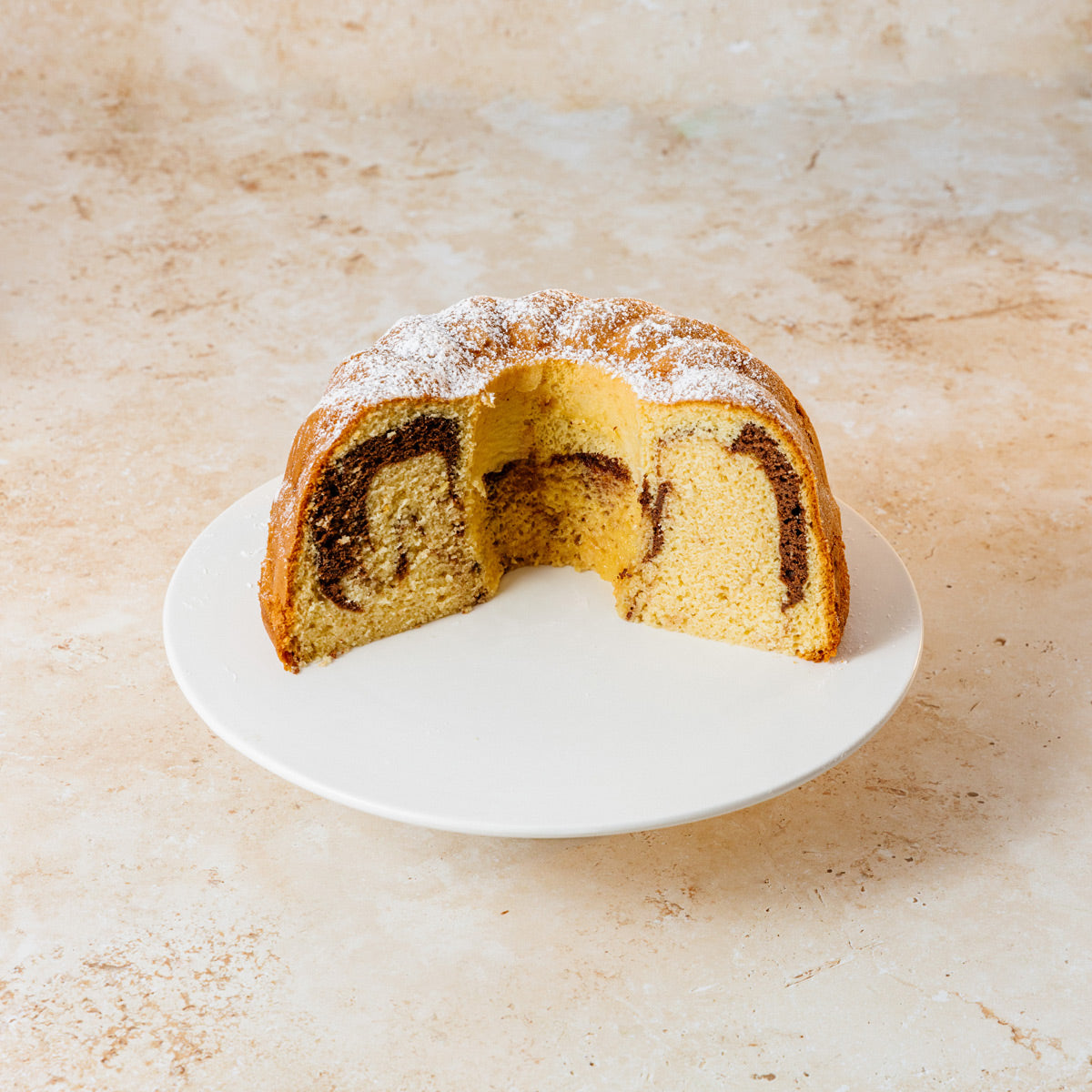 Sliced Marble Guglhupf Austrian Cake