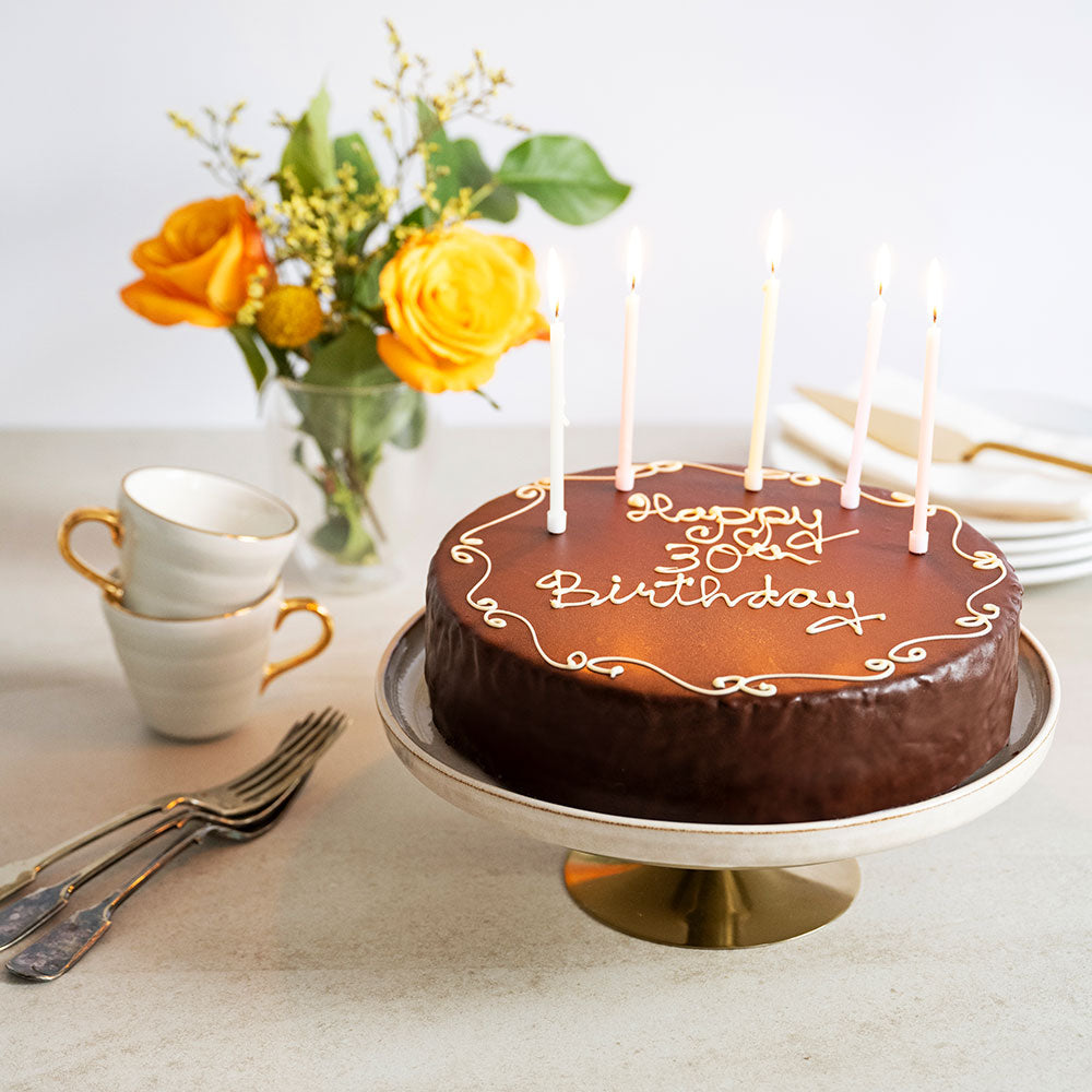 Sachertorte Celebration Cake with candles