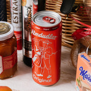 Small Austrian gift hamper contents showing Almdudler lemonade, Styrian pumpkin oil, Vienna jam, Vanillekipferl and Manner