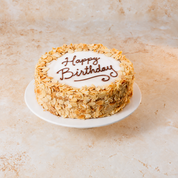 Esterhazy celebration cake with feathered icing and custom message, handmade Austrian cake