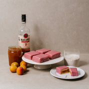 Top-down view of Austrian Punschkrapferl rum-soaked pastries