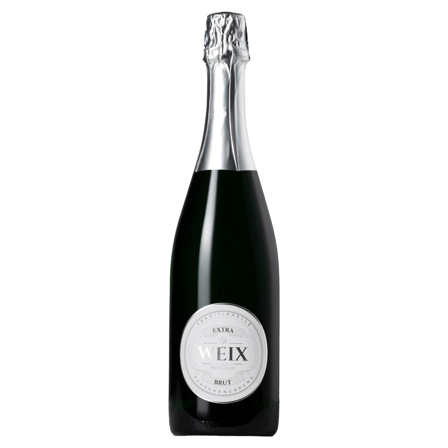 Sekt Weissburgunder Extrabrut Weixelbaum Austrian sparkling wine bottle