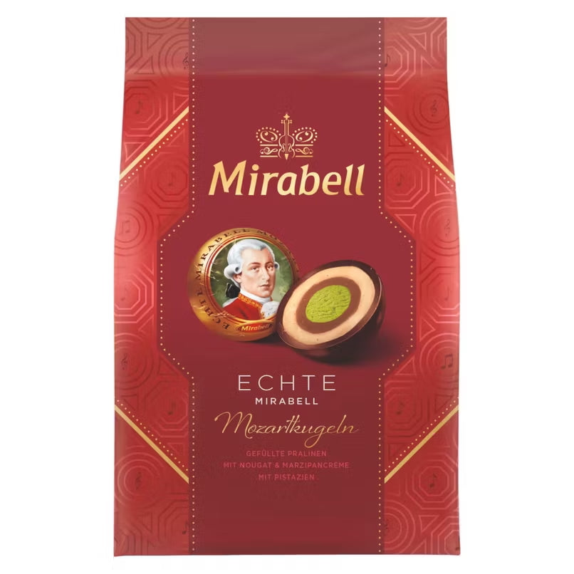 Original Mozartkugeln by Mirabell with pistachio marzipan and rich chocolate coating