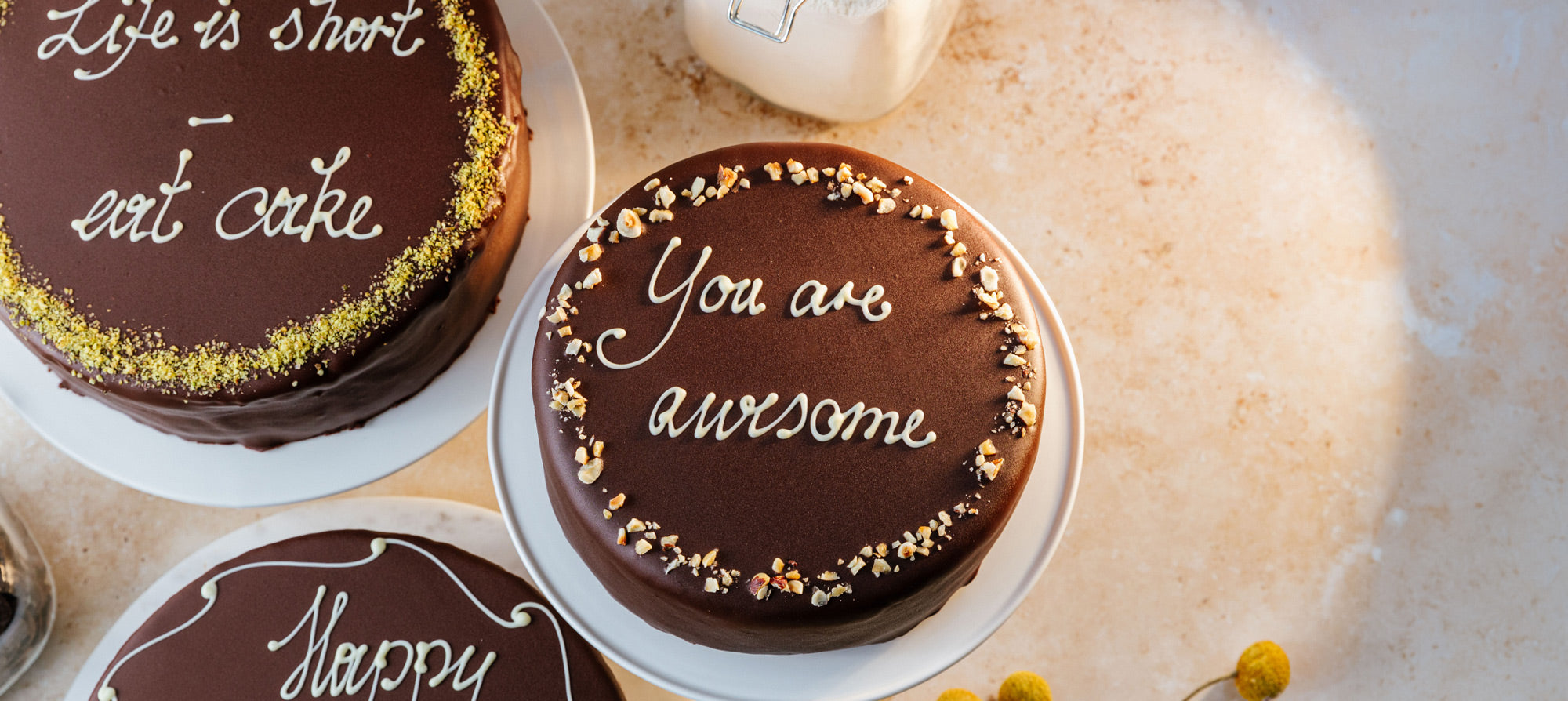 personalised cakes with individual writing